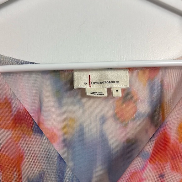 By Anthropologie Long-Sleeve Crossover Mesh Top Size Medium - Picture 3 of 9